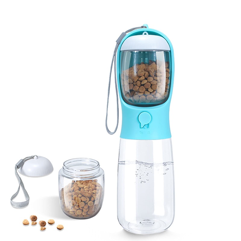 AVELORA Dog Water Bottle,Portable pet Water Bottle with Food Container,Outdoor Portable Water Dispenser for Cat,Rabbit,Puppy and Other Pets for Walking,Hiking,Travel 19oz Blue