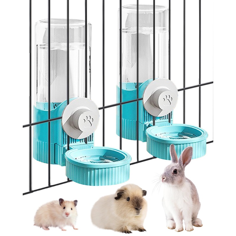 BNOSDM Rabbit Water Dispenser for Cages, 18oz 2 Pack Gravity Guinea Pig Water Bottle No Drip, Hanging Bunny Water Feeder for Chinchillas Hamsters Ferrets Squirrels (Blue) Blue 2Pcs Water Bottle