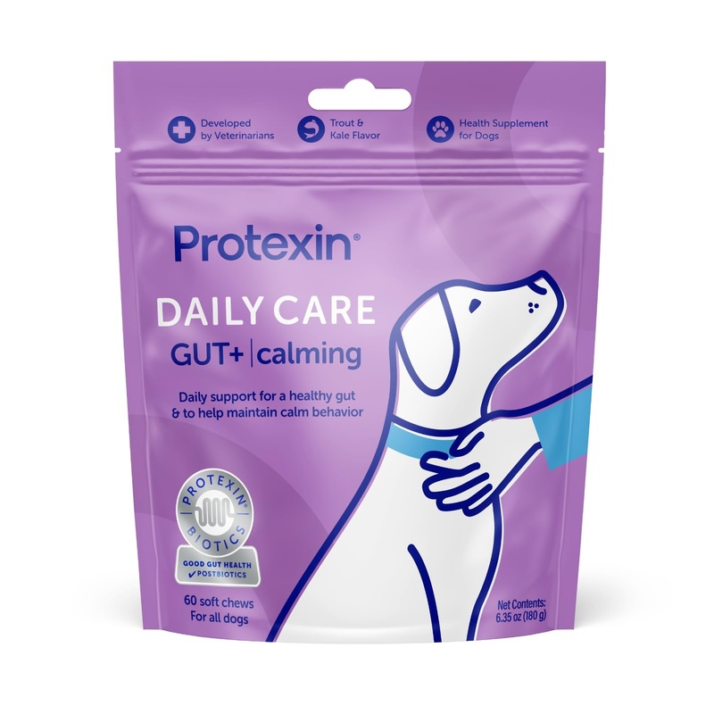 Daily Care Gut+ Calming, 60 postbiotic Dog Supplement Chews  Trout and Kale Flavored