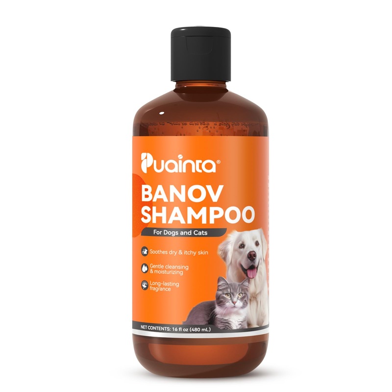 Dog Shampoo for Itchy Skin Relief, Herbal Hypoallergenic Dog Shampoo for Smelly Dogs and Cats, Sensitive & Dry Skin, Dog Hot Spot, Greasy, Red and Inflammation Skin, 8oz BANOV Shampoo 8oz