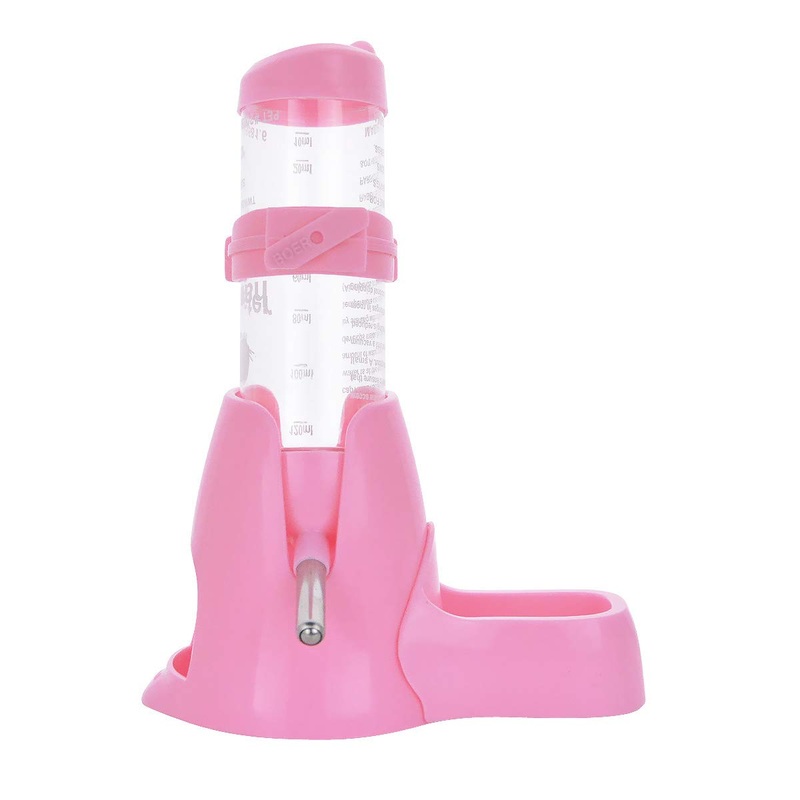 Guardians Hamster Water Bottle, Little Pet Automatic Drinking Bottle with Food Container Base Hut Hanging Water Feeding Bottles Auto Dispenser for Small Animals(125ml,Pink) 125ml Pink