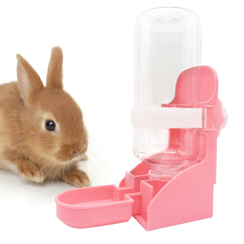 kathson Rabbit Water Bottle, 17oz Hanging Water Fountain Automatic Dispenser No Leak WaterFeeder for Bunny Chinchilla Guinea Pig Hedgehog Ferret Water DispenserPink