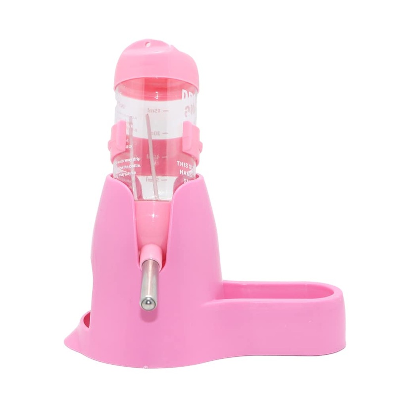 Litewoo Hamster Water Bottle with Food Container Base Hut No Drip Drinking Dispenser for Dwarf Hamster Rats Mouse Gerbil MicePink 80ML Pink