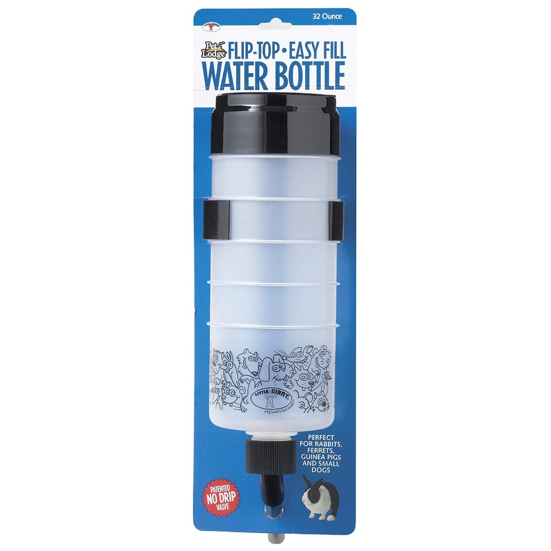 LITTLE GIANT Flip-Top Water Bottle – Pet Lodge – Easy Fill Water Bottle for Rabbit, Ferret, Guinea Pig, Other Small Animals (32 oz.) (Item No. FTB32)