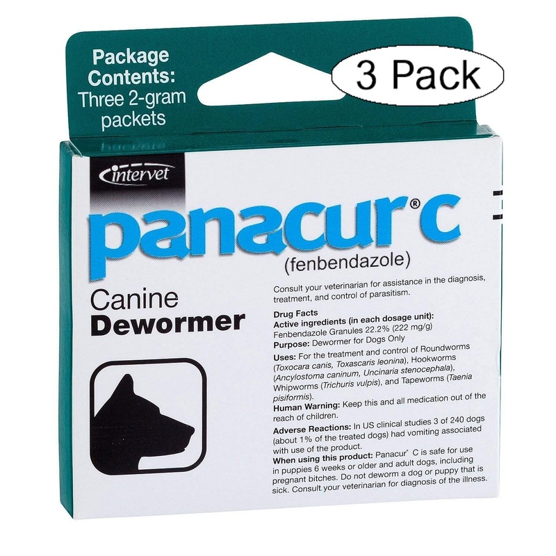 Panacur C Canine Dewormer Dogs 2 Gram Each Packet Treats 20 lbs (3 Packets) (Thr k)