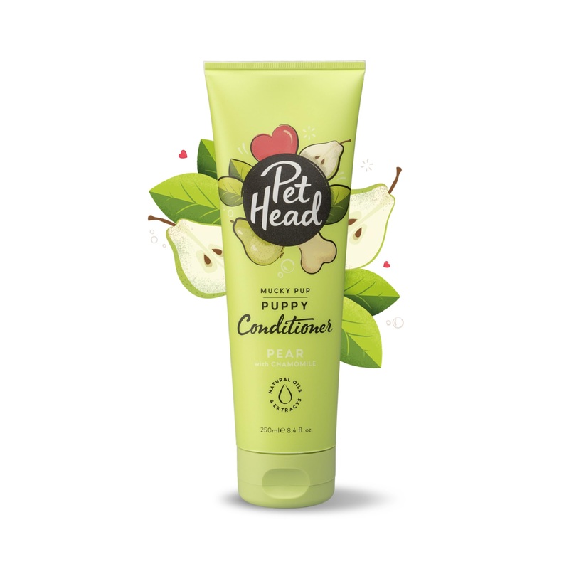 Pet Head Mucky Pup Puppy Conditioner | Pear Scent | Conditioner for Puppies from 8 Weeks | Professional Grooming | Vegan | pH-Neutral | Gentle Formula for Puppies | Made in USA | 8.4 fl. oz.