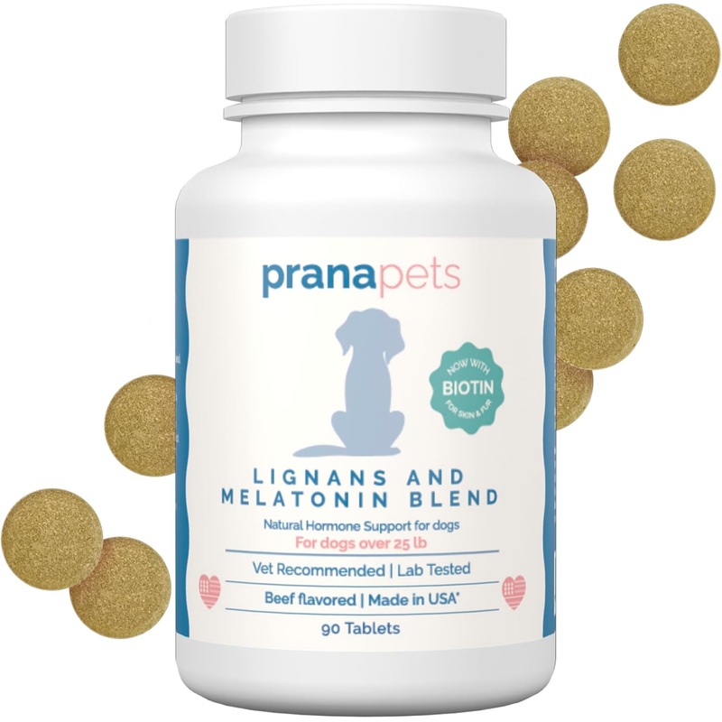 PranaPets Lignans & Melatonin with Biotin Blend Naturally Aids in Relieving Symptoms of Cushings in Dogs Over 25 lb | Promote Healthy Balance & Overall Well-Being