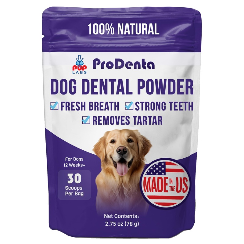 ProDenta, All-Natural Dog Breath Freshener, Easy-to-Use Dog Teeth Cleaning Powder Against Leaky Gums, Dental Powder for Dogs Teeth and Tartar Remover Made in USA, 30 Scoops 1-Pack 2.75 oz