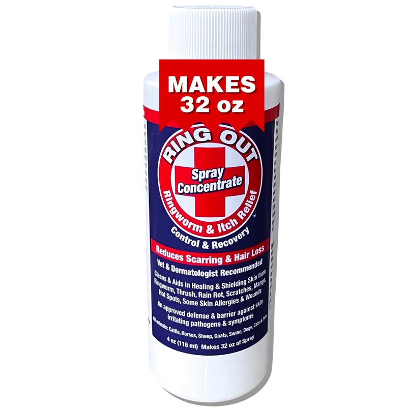 Ring Out – Control and Help Ringworm for Cats, Dogs, Sheep, Goats, Cattle, Horses, all Pets and Livestock makes 32 oz. of Spray