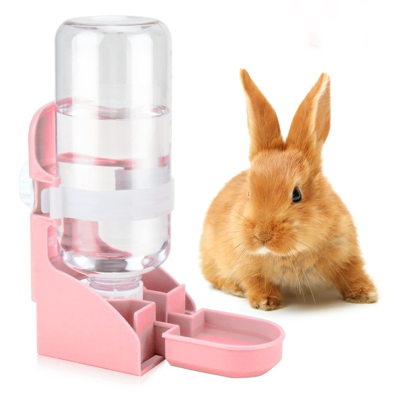 Rypet Rabbit Water Bottle No Drip – 17oz Hanging Water Fountain Automatic Dispenser Pet Cage Water Feeder for Bunny Chinchilla Guinea Pig Hedgehog Ferret Pink