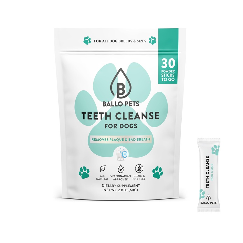 Teeth Cleanse for Dogs – Dental Powder – Teeth Cleaning Made Easy – Targets Tartar & Bad Breath – Formulated for Dogs of All Ages and Sizes – 30 Powder Packets to go, white