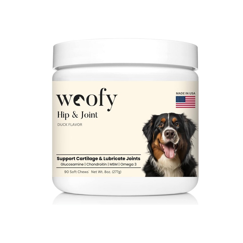 Woofy Maximum Strength Hip & Joint Health Supplement for Dogs – with Glucosamine, Chondroitin, and MSM, 90 Soft Chewable Tablets