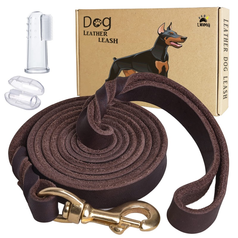 (3/4” x 6ft/8ft) Large Leather Dog Leash Strong Durable Soft and Comfortable Braided Leather Leash for Large Dogs Medium Dogs and Small Dogs Training