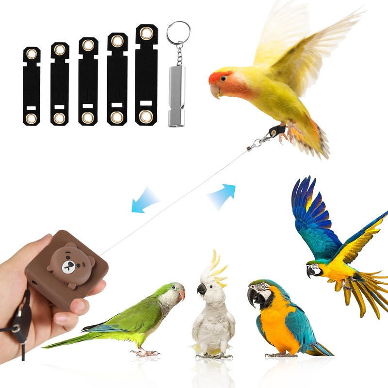Bird Leash, 2024 New Bird Harness, Retractable Parrot Leash, Used for Bird Flight Training, 0-20 Feet Freely Adjustable, Suitable for Various Birds (Brown Bear) Brown bear