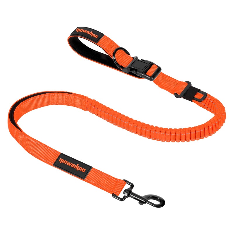 Heavy Duty Double-Handle Dog Leash with Reflective Design,4~6FT No-Pull Dog Leash for Medium to Large Dogs,Traffic Handle and Retractable Car Safety Harness with Elastic Bungee Leash.