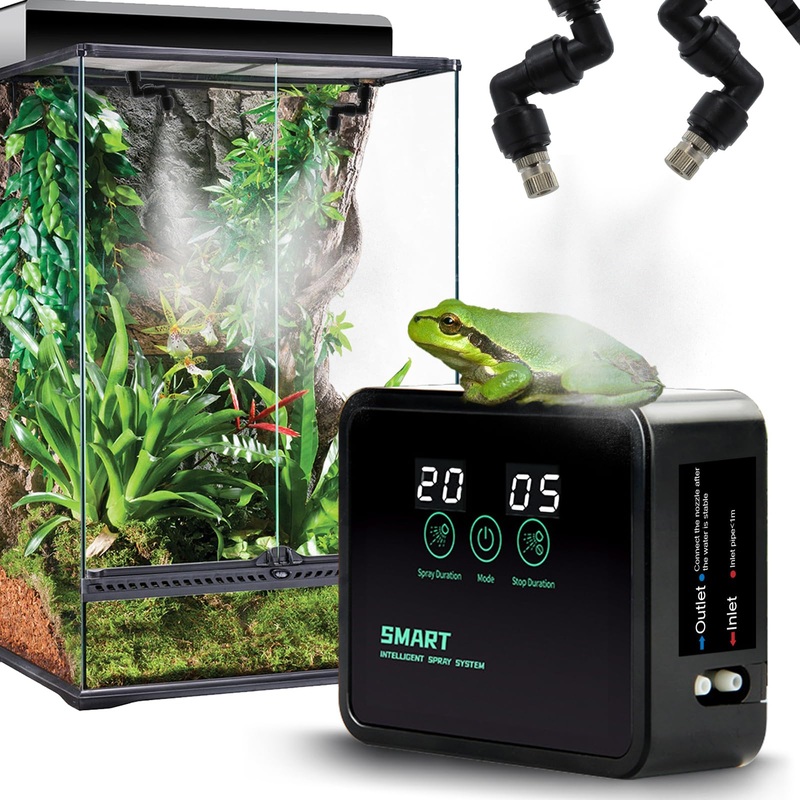 Reptile Humidifiers Smart Misting System for Reptile Terrariums, Reptile Mister Automatic with Timer, 360 Adjustable Misting Nozzles for Chameleons, Frog, Turtle, Lizard, Snake