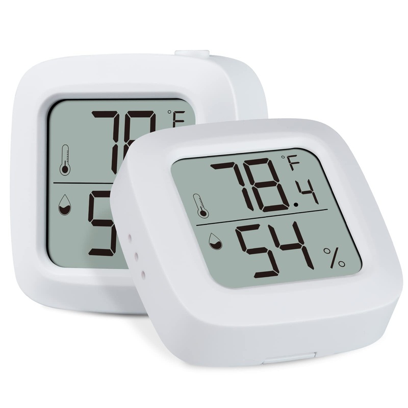 Reptile Tank Thermometer, Aggforbl High-Accuracy Digial Display Reptile Terrarium Thermometer Hygrometer for Pet Rearing Box, wiht Double Sided Tape (White, 2) White 2 Pieces